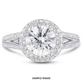 18k White Gold Split Shank Engagement Ring Setting With 1.38 Total Carat VVS Round Diamond D-G Color