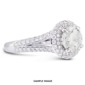 18k White Gold Split Shank Engagement Ring Setting With 1.38 Total Carat VVS Round Diamond D-G Color