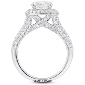 18k White Gold Split Shank Engagement Ring Setting With 1.38 Total Carat VVS Round Diamond D-G Color