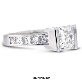 14k White Gold Accents Engagement Ring Setting With 1.25 Total Carat VVS Princess Diamond D-G Color