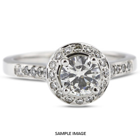 14k White Gold Accents Engagement Ring Setting With 0.5 Total Carat VVS Round Diamond D-G Color