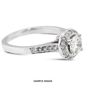 14k White Gold Accents Engagement Ring Setting With 0.5 Total Carat VVS Round Diamond D-G Color