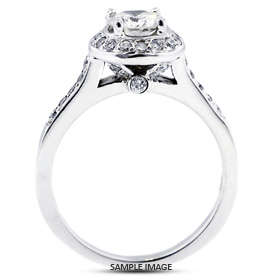 14k White Gold Accents Engagement Ring Setting With 0.5 Total Carat VVS Round Diamond D-G Color