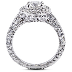 14k White Gold Vintage Style Engagement Ring Setting With Halo With 1.19 Total Carat VVS Round Diamond D-G Color