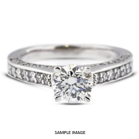 14k White Gold Accents Engagement Ring Setting With 0.75 Total Carat VVS Round Diamond D-G Color