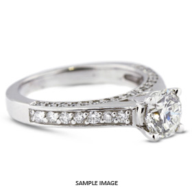 14k White Gold Accents Engagement Ring Setting With 0.75 Total Carat VVS Round Diamond D-G Color