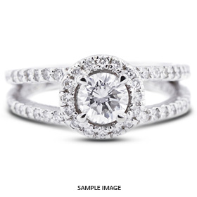 14k White Gold Split Shank Engagement Ring Setting With 0.88 Total Carat VVS Round Diamond D-G Color