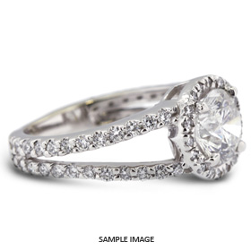 14k White Gold Split Shank Engagement Ring Setting With 1 Total Carat VVS Round Diamond D-G Color