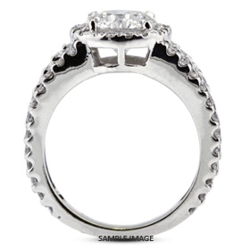 14k White Gold Split Shank Engagement Ring Setting With 1 Total Carat VVS Round Diamond D-G Color