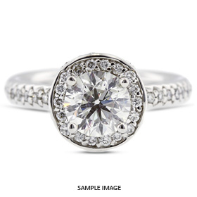 14k White Gold Accents Engagement Ring Setting With 1 Total Carat VVS Round Diamond D-G Color