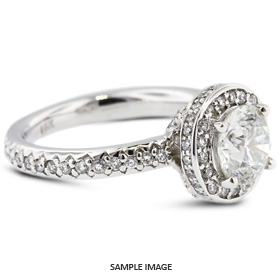 14k White Gold Accents Engagement Ring Setting With 1 Total Carat VVS Round Diamond D-G Color