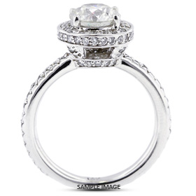 14k White Gold Accents Engagement Ring Setting With 1 Total Carat VVS Round Diamond D-G Color