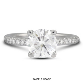 14k White Gold Accents Engagement Ring Setting With 0.44 Total Carat VVS Round Diamond D-G Color