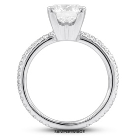 14k White Gold Accents Engagement Ring Setting With 0.44 Total Carat VVS Round Diamond D-G Color