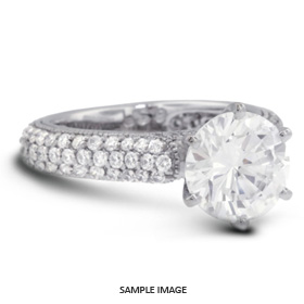 14k White Gold Three-Diamonds Row Engagement Ring Setting With 1.25 Total Carat VVS Round Diamond D-G Color