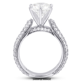 14k White Gold Three-Diamonds Row Engagement Ring Setting With 1.25 Total Carat VVS Round Diamond D-G Color