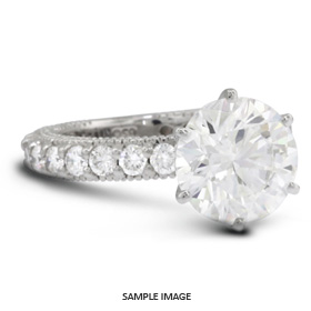 14k White Gold Engagement Ring Setting With Milgrains With 1.69 Total Carat VVS Round Diamond D-G Color