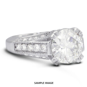 14k White Gold Engagement Ring Setting With Milgrains With 1.13 Total Carat VVS Round Diamond D-G Color