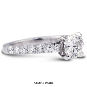 18k White Gold Engagement Ring Setting With Milgrains With 1.05 Total Carat VVS Round Diamond D-G Color