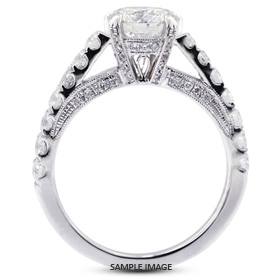 18k White Gold Engagement Ring Setting With Milgrains With 1.05 Total Carat VVS Round Diamond D-G Color