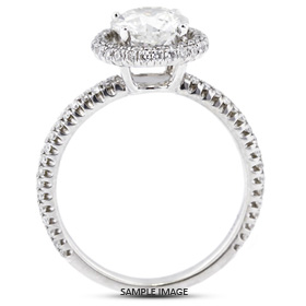 18k White Gold Two-Diamonds Row Engagement Ring Setting With 0.63 Total Carat VVS Round Diamond D-G Color