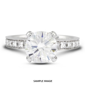 18k White Gold Engagement Ring Setting With Milgrains With 1.13 Total Carat VVS Round Diamond D-G Color