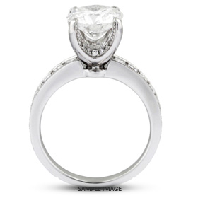 18k White Gold Engagement Ring Setting With Milgrains With 1.13 Total Carat VVS Round Diamond D-G Color
