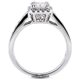18k White Gold Vintage Style Engagement Ring Setting With Halo With 0.69 Total Carat VVS Square Radiant Diamond D-G Color
