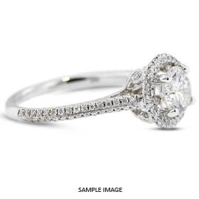 18k White Gold Two-Diamonds Row Engagement Ring Setting With 0.63 Total Carat VVS Round Diamond D-G Color