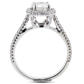 18k White Gold Two-Diamonds Row Engagement Ring Setting With 0.63 Total Carat VVS Round Diamond D-G Color