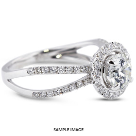 18k White Gold Split Shank Engagement Ring Setting With 0.69 Total Carat VVS Round Diamond D-G Color