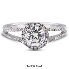 18k White Gold Split Shank Engagement Ring Setting With 0.63 Total Carat VVS Round Diamond D-G Color
