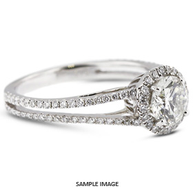 18k White Gold Split Shank Engagement Ring Setting With 0.63 Total Carat VVS Round Diamond D-G Color