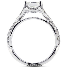18k White Gold Split Twist Shank Engagement Ring Setting With 0.56 Total Carat VVS Princess Diamond D-G Color