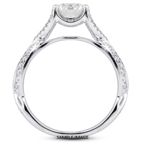 18k White Gold Split Twist Shank Engagement Ring Setting With 0.56 Total Carat VVS Round Diamond D-G Color