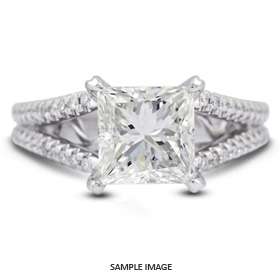 18k White Gold Split Shank Engagement Ring Setting With 1 Total Carat VVS Princess Diamond D-G Color