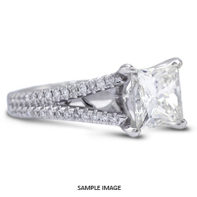 18k White Gold Split Shank Engagement Ring Setting With 1 Total Carat VVS Square Radiant Diamond D-G Color