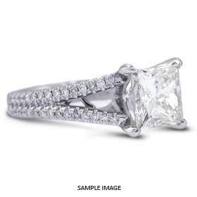 18k White Gold Split Shank Engagement Ring Setting With 1 Total Carat VVS Princess Diamond D-G Color