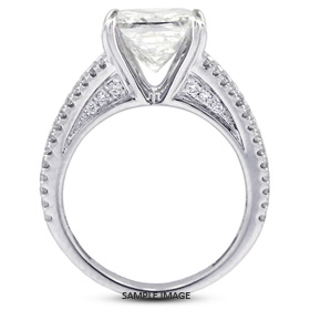 18k White Gold Split Shank Engagement Ring Setting With 1 Total Carat VVS Square Radiant Diamond D-G Color