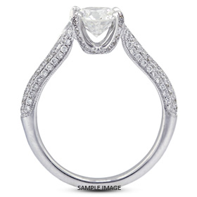 18k White Gold Four-Diamonds Row Engagement Ring Setting With 0.56 Total Carat VVS Round Diamond D-G Color