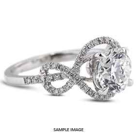18k White Gold Split Twist Shank Engagement Ring Setting With 0.56 Total Carat VVS Round Diamond D-G Color