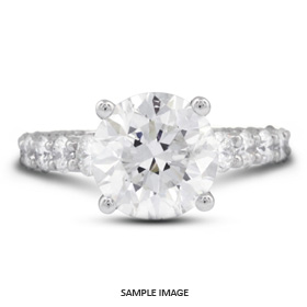 18k White Gold Accents Engagement Ring Setting With 2.63 Total Carat VVS Round Diamond D-G Color