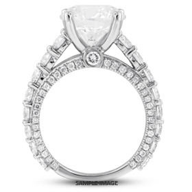 18k White Gold Accents Engagement Ring Setting With 2.63 Total Carat VVS Round Diamond D-G Color