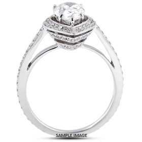 18k White Gold Engagement Ring Setting With Milgrains With 0.69 Total Carat VVS Pear Diamond D-G Color