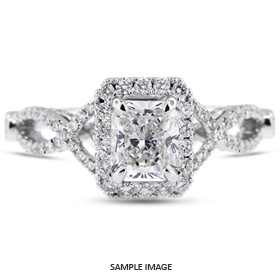 18k White Gold Split Twist Shank Engagement Ring Setting With 0.75 Total Carat VVS Rectangular Radiant Diamond D-G Color