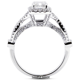 18k White Gold Split Twist Shank Engagement Ring Setting With 0.75 Total Carat VVS Rectangular Radiant Diamond D-G Color