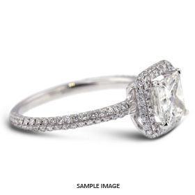 18k White Gold Two-Diamonds Row Engagement Ring Setting With 0.75 Total Carat VVS Square Radiant Diamond D-G Color