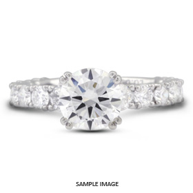 18k White Gold Accents Engagement Ring Setting With 1.81 Total Carat VVS Round Diamond D-G Color