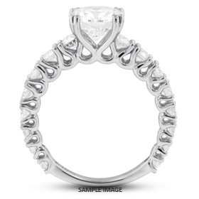 18k White Gold Accents Engagement Ring Setting With 1.81 Total Carat VVS Round Diamond D-G Color