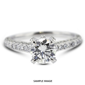 18k White Gold Engagement Ring Setting With Milgrains With 1 Total Carat VVS Round Diamond D-G Color